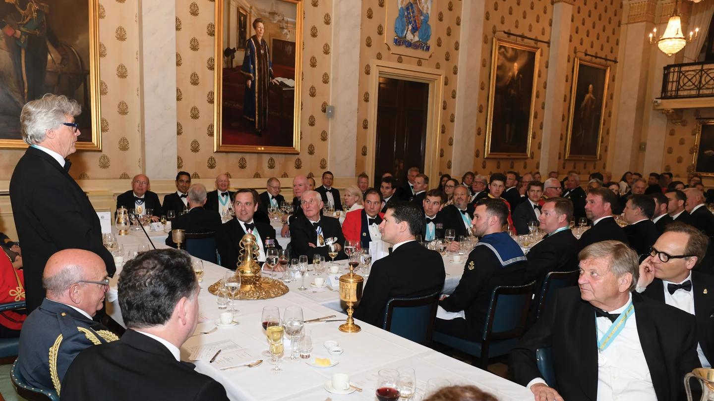 Members and guests seated at an April livery dinner.