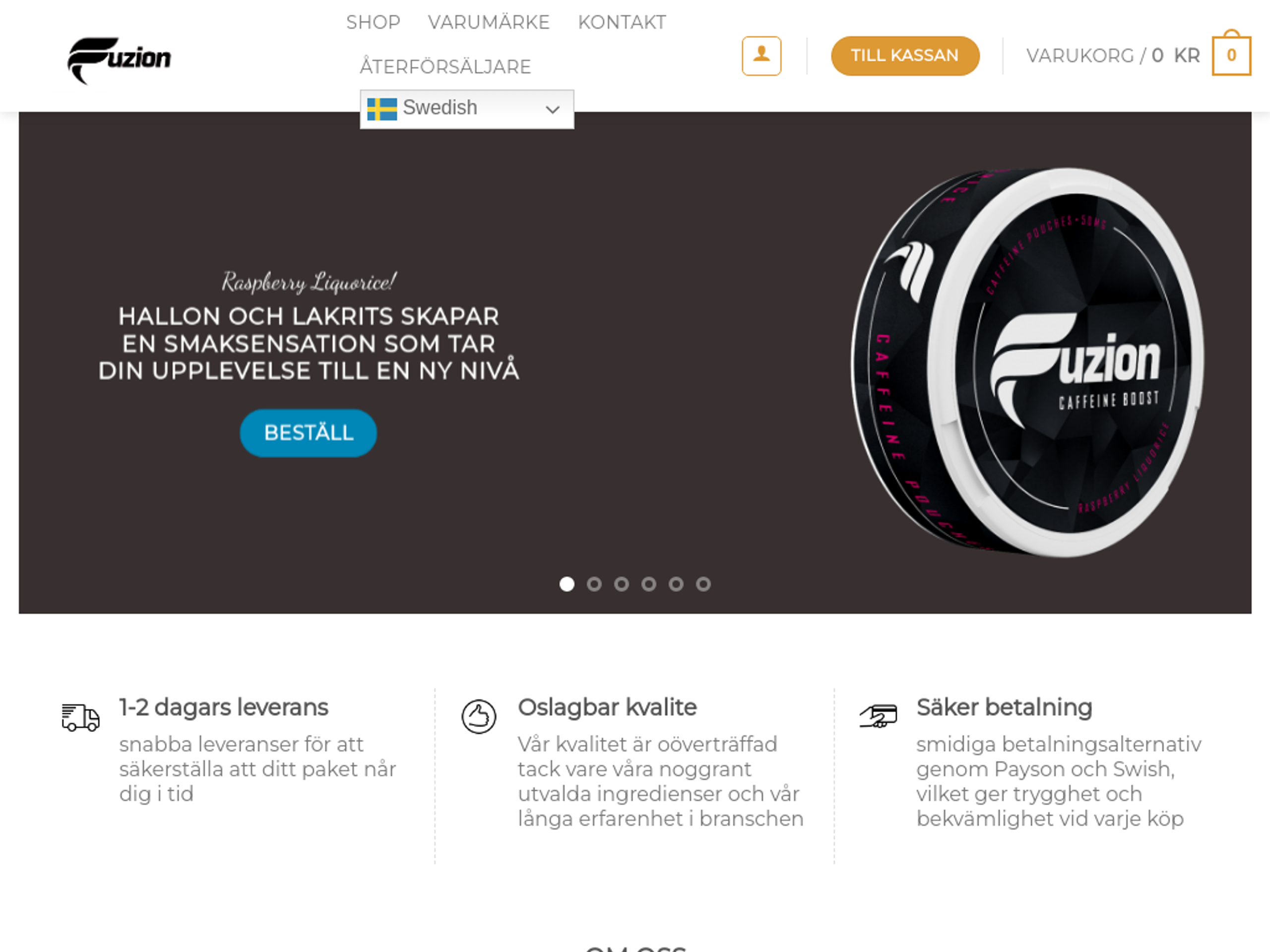 Fuzion Pouches – e-handel för nikotinpåsar