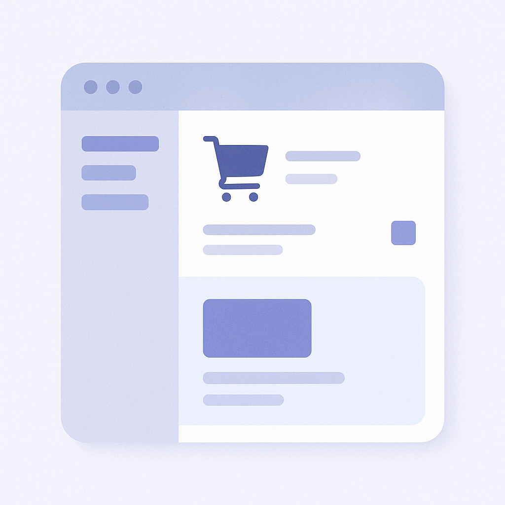 Abstract illustration showing a theme editor screen where an upsell block is being added under the cart section