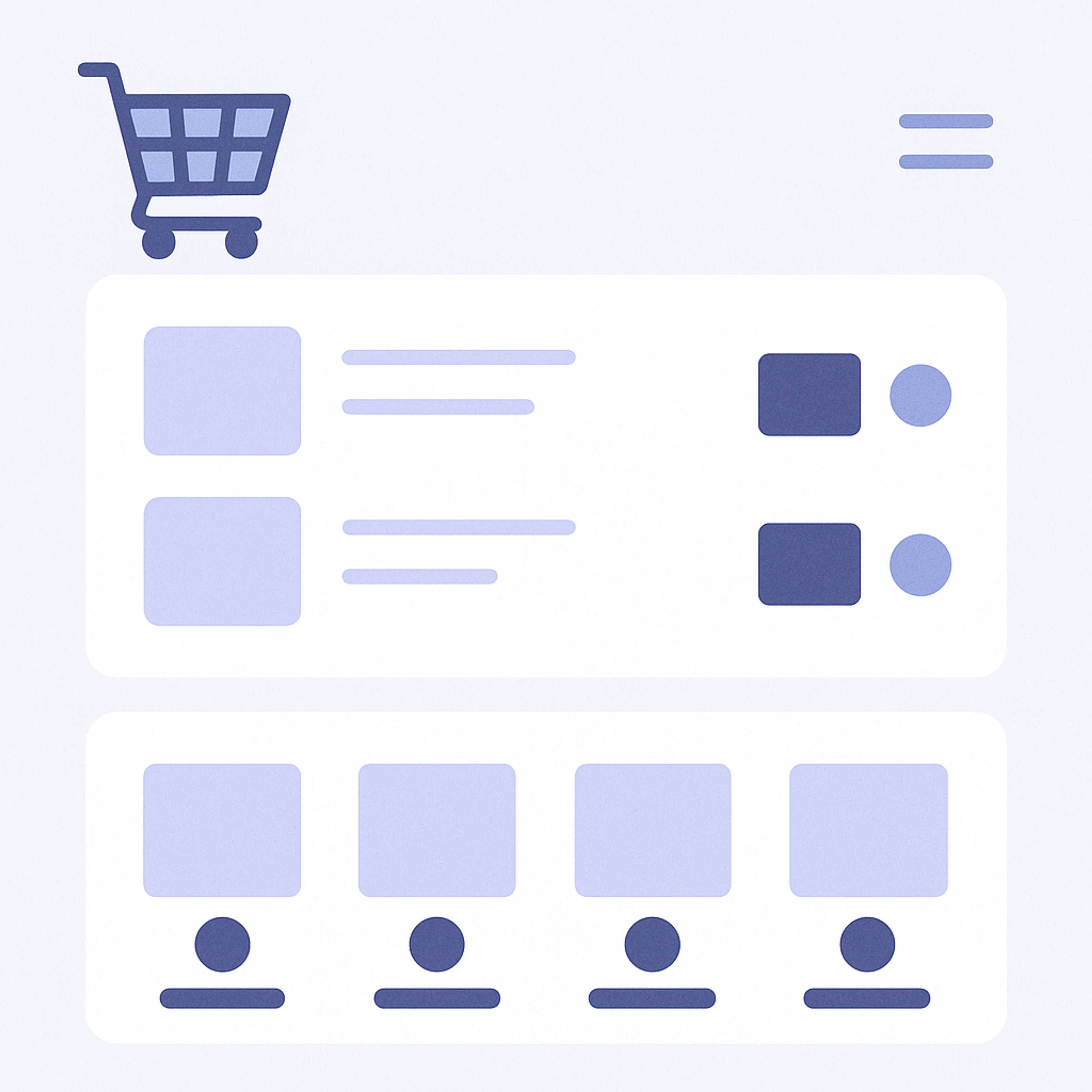 Layout diagram showing a recommendation block placed directly below cart contents on the cart page