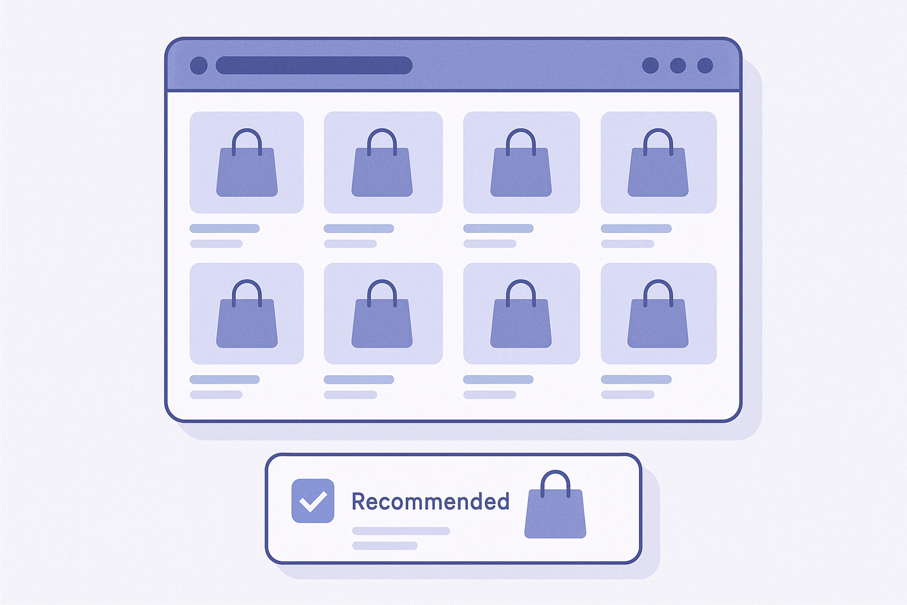 Wireframe showing a Shopify collection page layout with a ranking recommendation section placed below the main product grid on the collection page