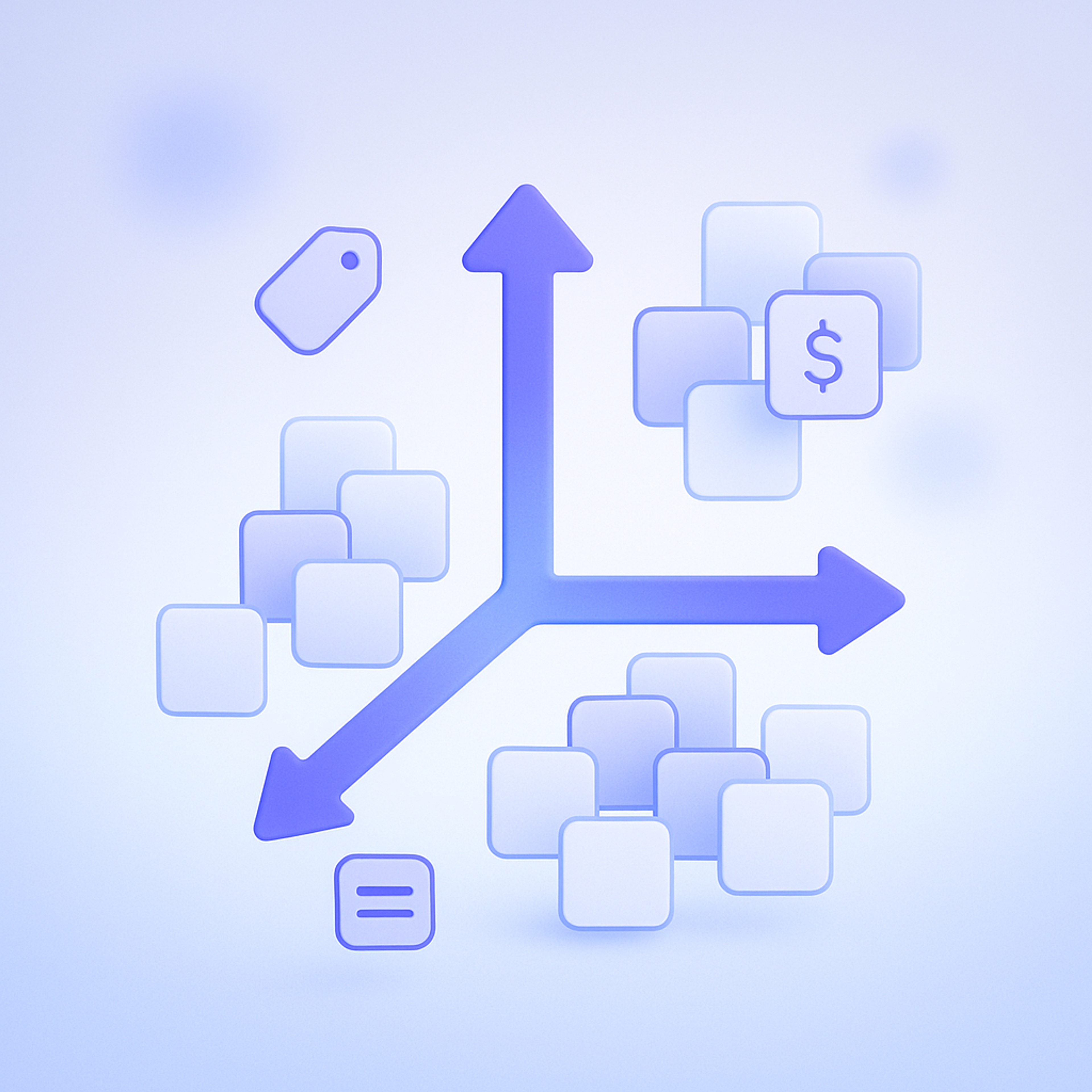 Diagram showing product cards being routed into automated collections based on conditions for tags, price, and inventory