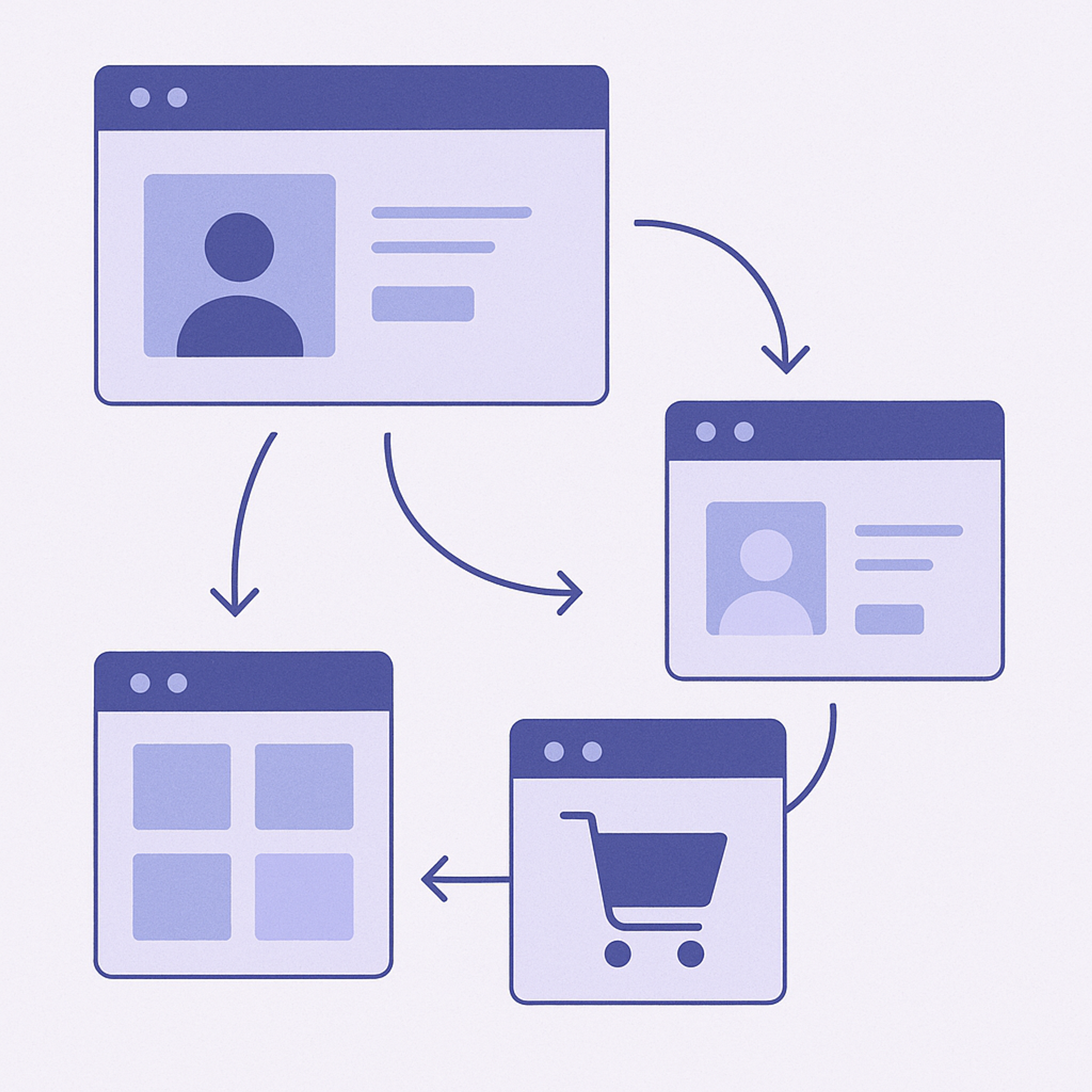 Diagram showing different recommendation logics used on home, product, and cart pages in a Shopify store