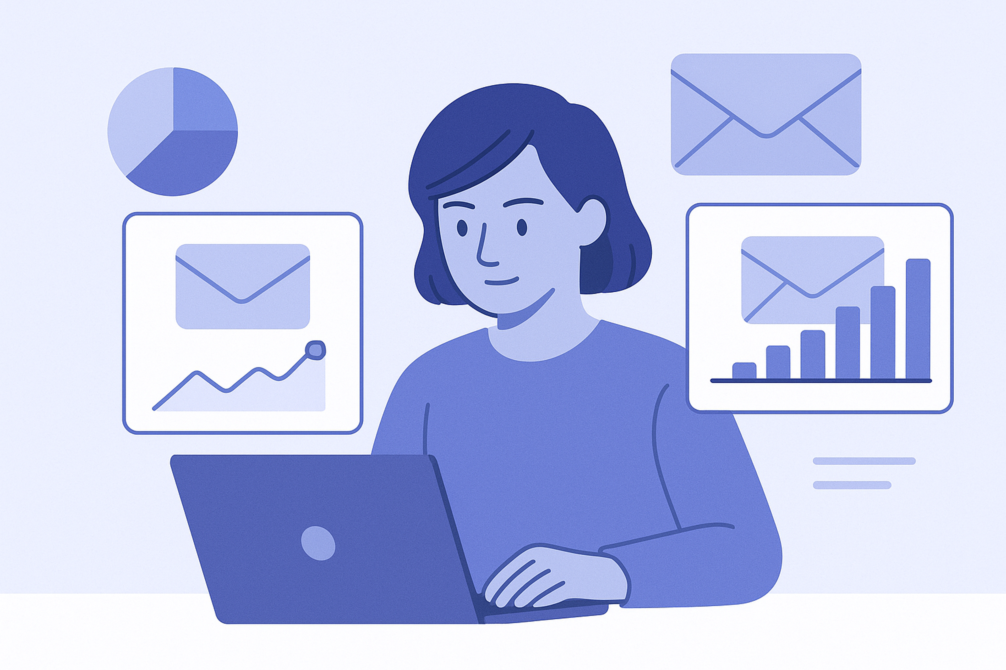 Illustration of a Shopify merchant comparing email marketing tools like Shopify Email and Klaviyo while planning a cost‑effective email sending strategy