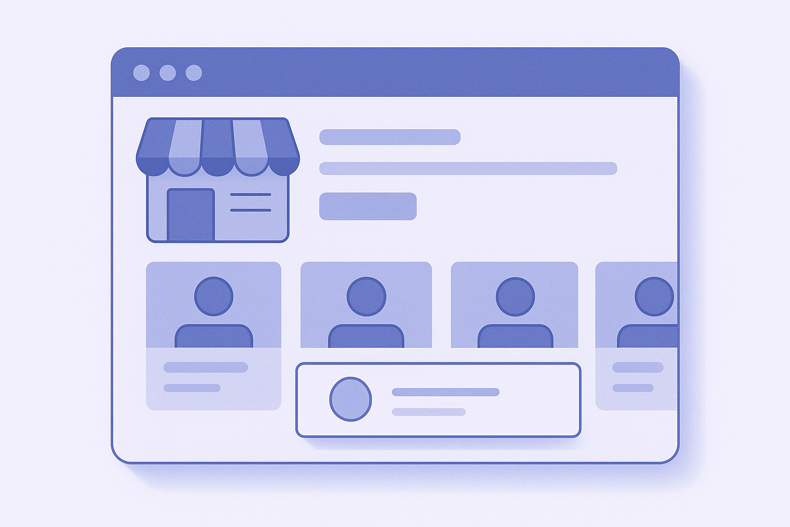 Abstract illustration showing a Shopify store homepage layout with a highlighted browsing‑history recommendation section placed in the main content area