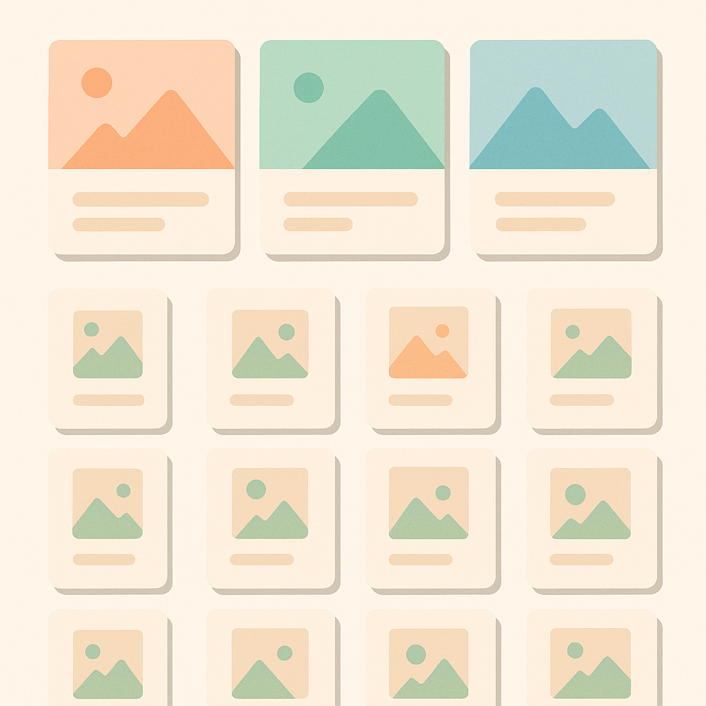 Collection page layout where the top few rows are fixed recommended products and subsequent rows are automatically recommended items