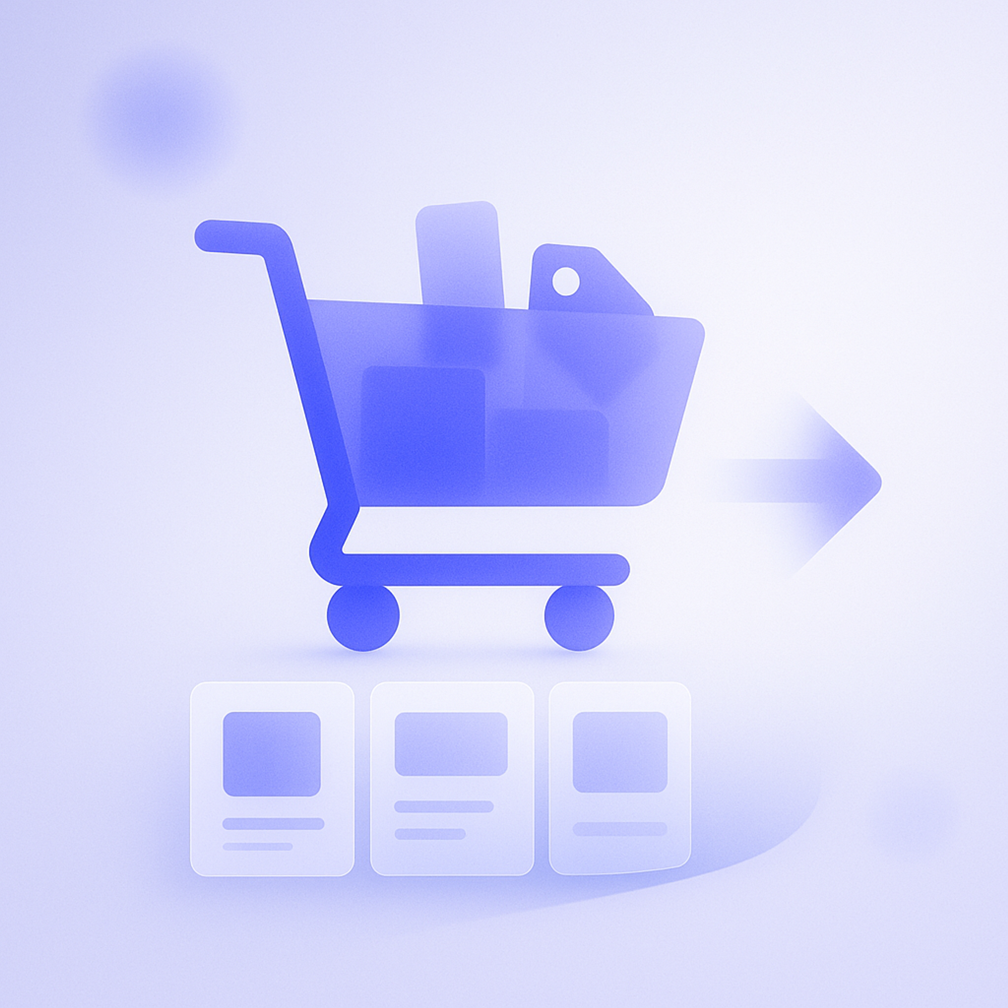 Smartphone cart layout showing the cart item list, 2–3 recommended products directly beneath it, and a clearly visible checkout button