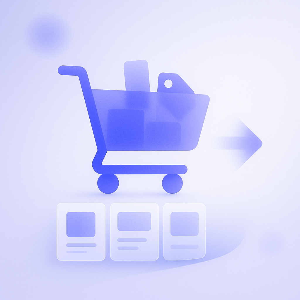 Smartphone cart layout showing the cart item list, 2–3 recommended products directly beneath it, and a clearly visible checkout button