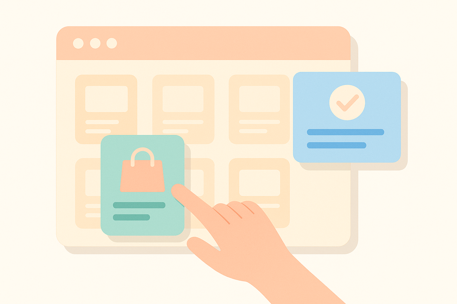 Shopify Editionsの新機能一覧から、重要な機能だけを選び取っているイメージの抽象的なイラスト