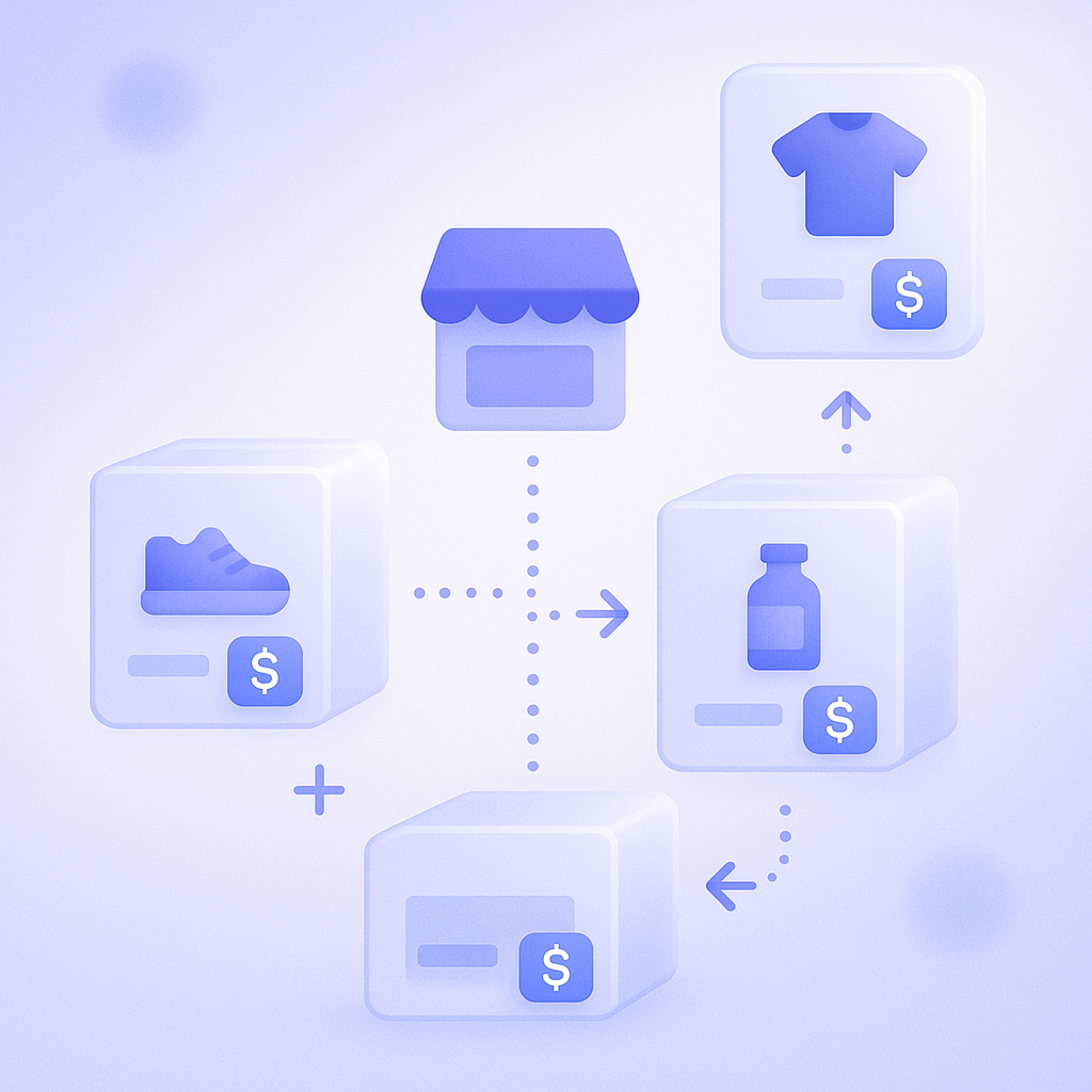 Diagram showing multiple Shopify locations such as stores, warehouses, and pop-up shops all connected and sharing inventory and sales data.