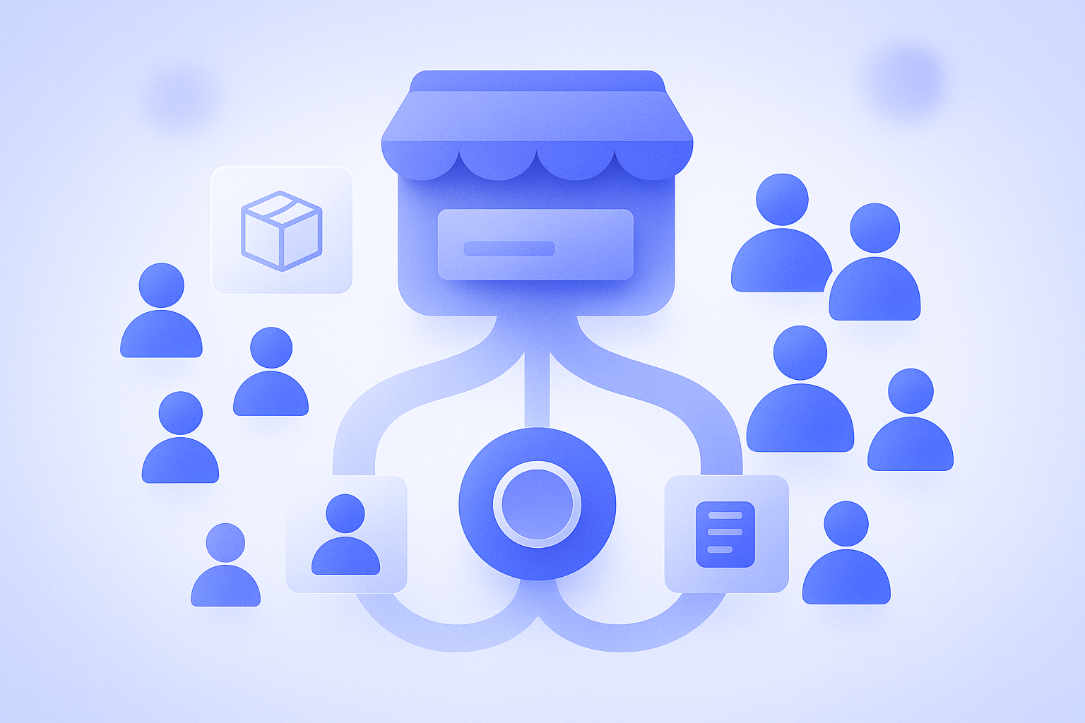 Shopifyストアで一般顧客と卸売顧客を一元管理しているイメージの抽象イラスト