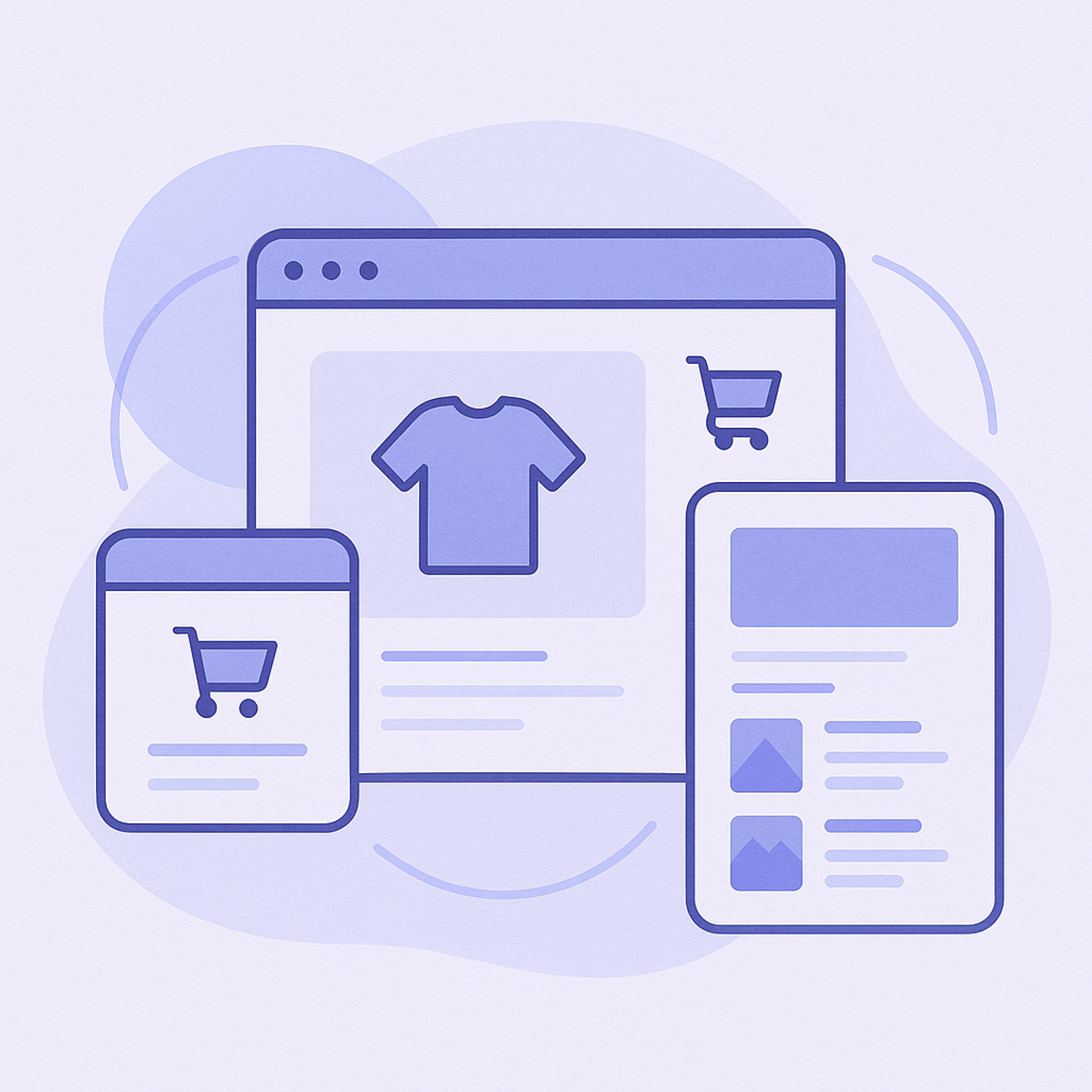 Diagram showing where cart upsell, popup upsell, and AI recommendations appear on a Shopify store