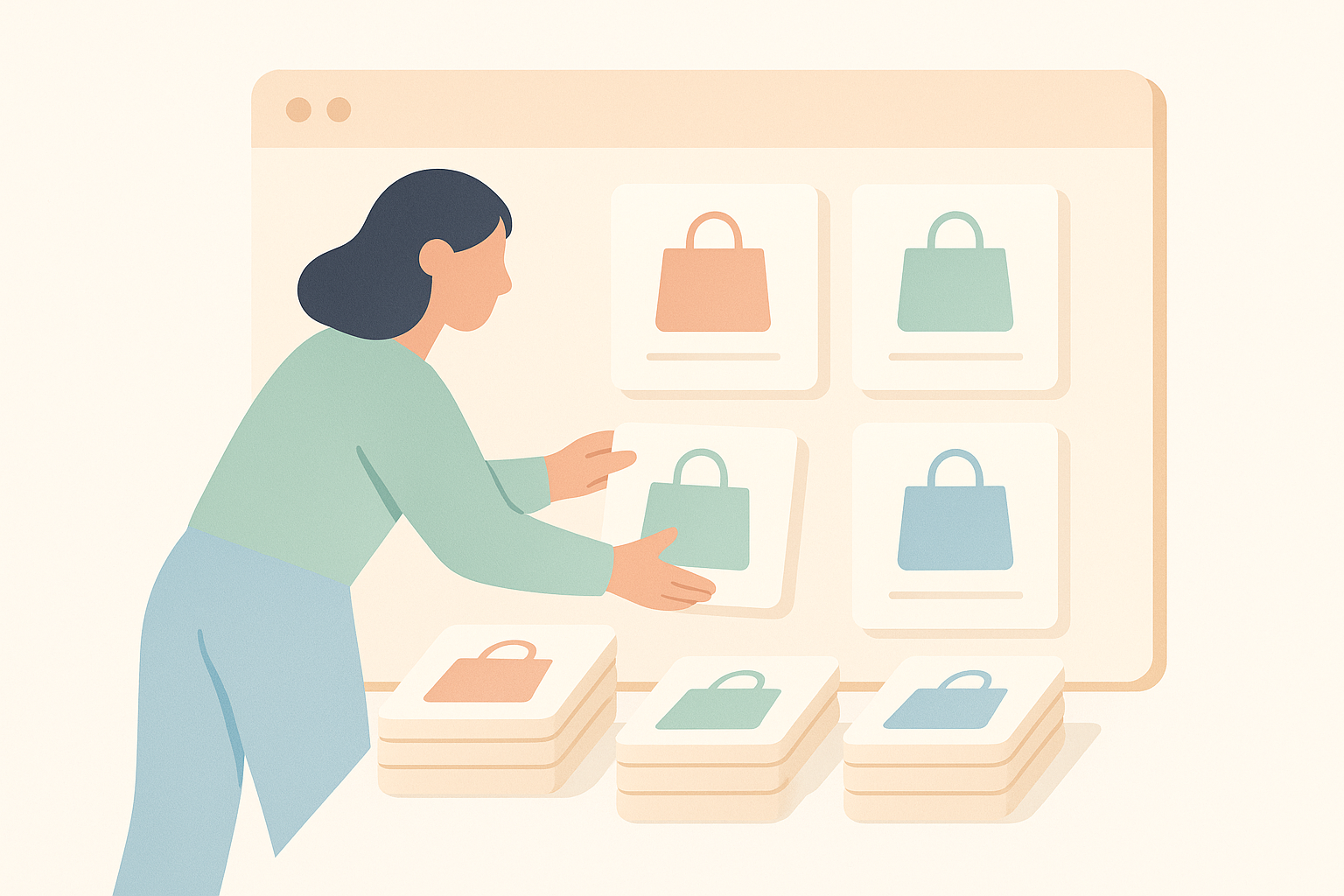 Shopifyの商品バリアントを整理して上限100個に収めているイメージイラスト
