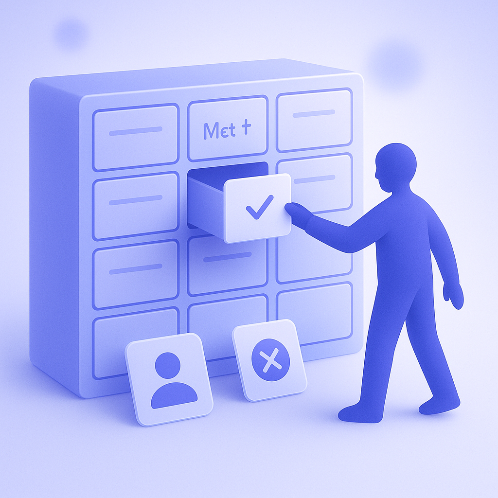 Illustration showing a checklist of metafield design rules for Shopify product data