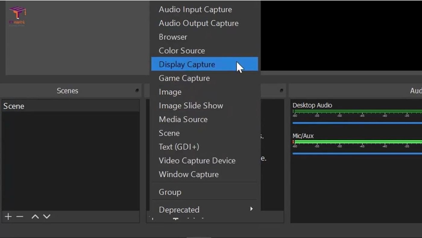 add computer screen in OBS
