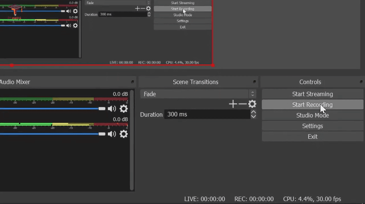 Start Recording in OBS