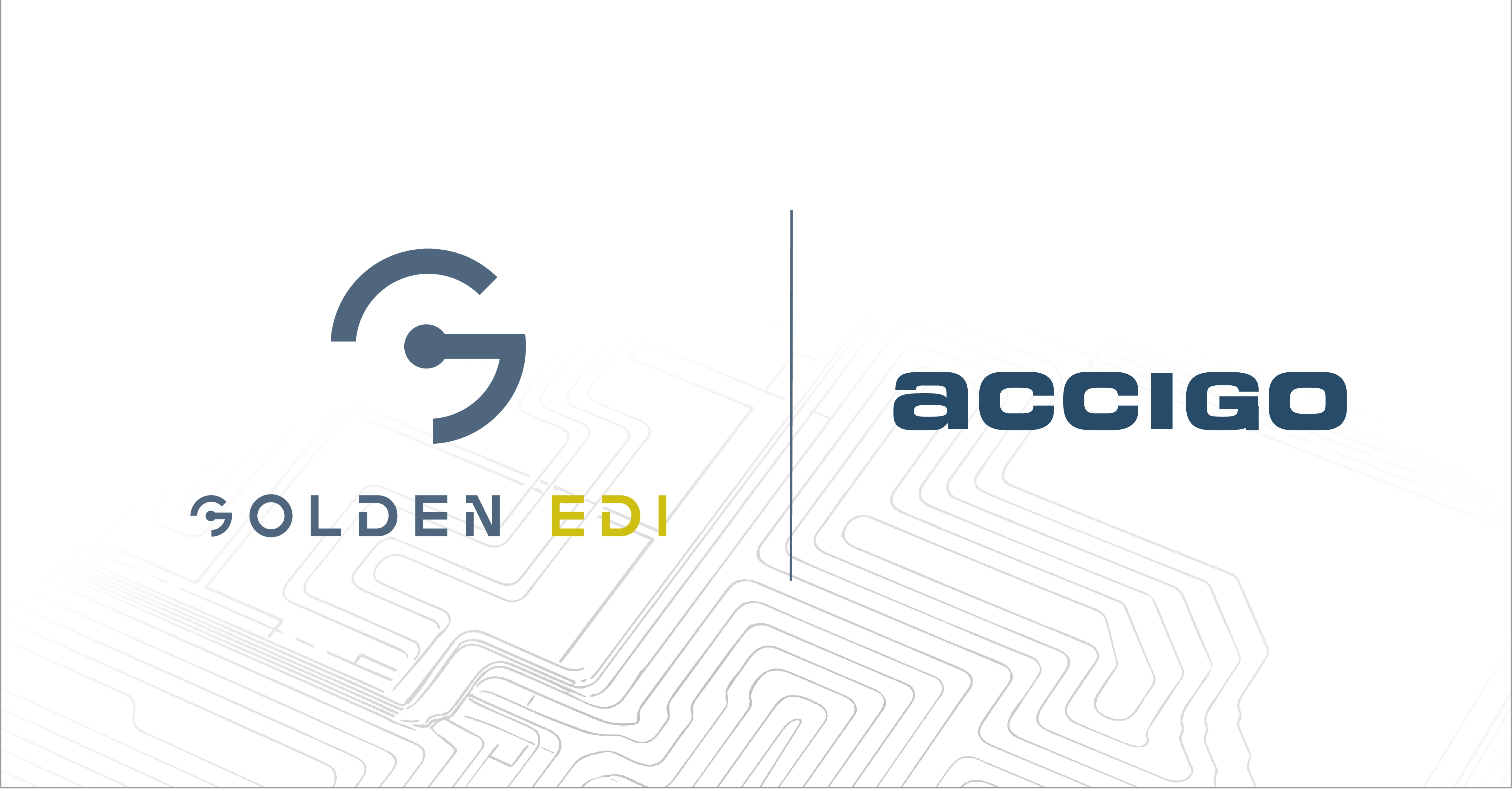 Graphic image of Golden EDI's and Accigo's logos. 