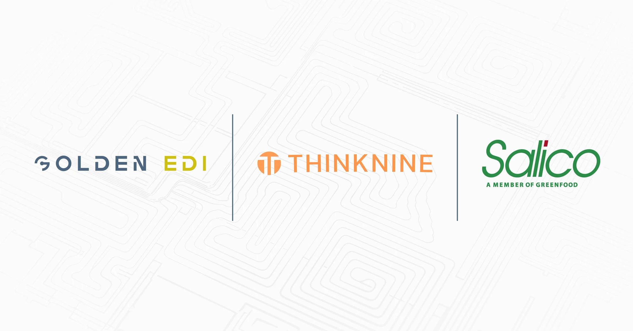 Golden EDI, THINKNINE and Calico logos on grey background