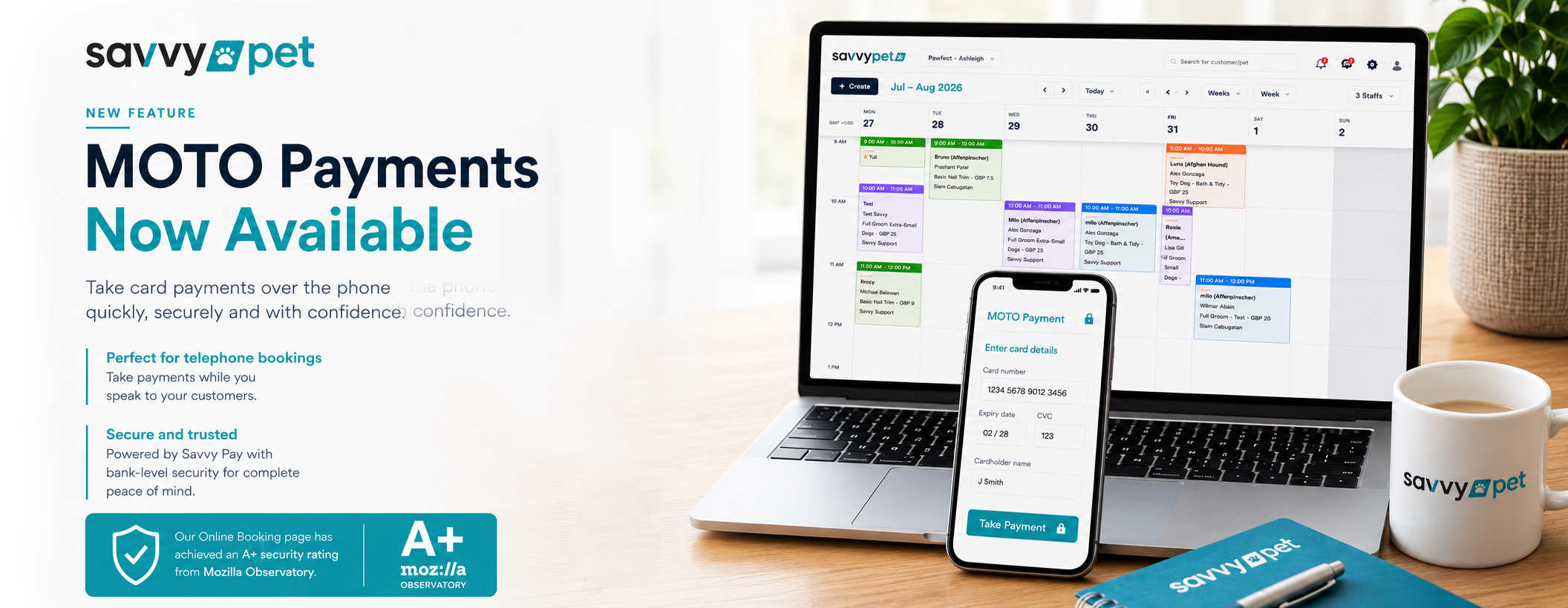 Big News from Savvy Pet: A+ Security Rating & Introducing MOTO Payments