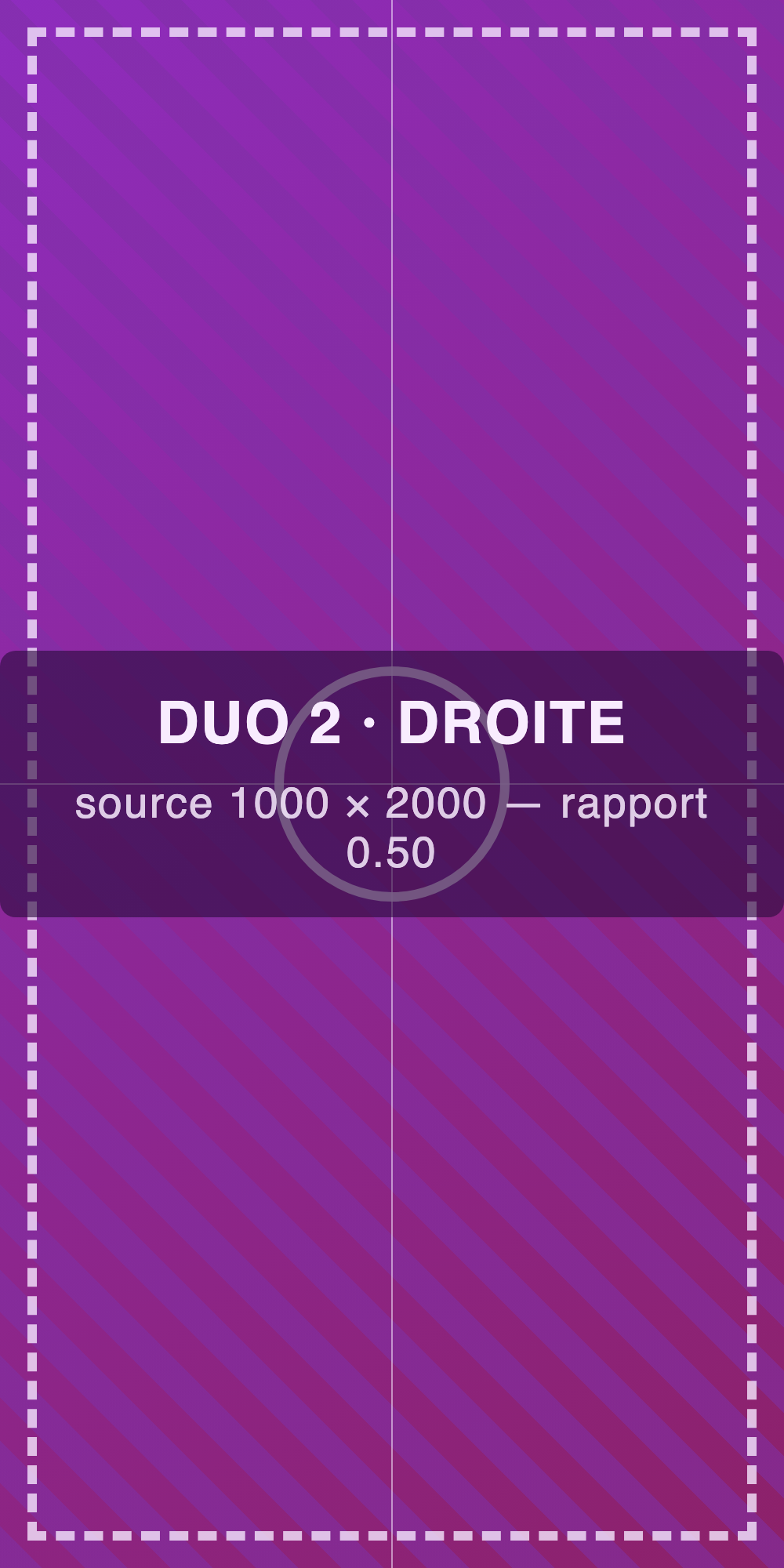 Gabarit de test : rangée duo 2, cellule droite, source 1000 x 2000