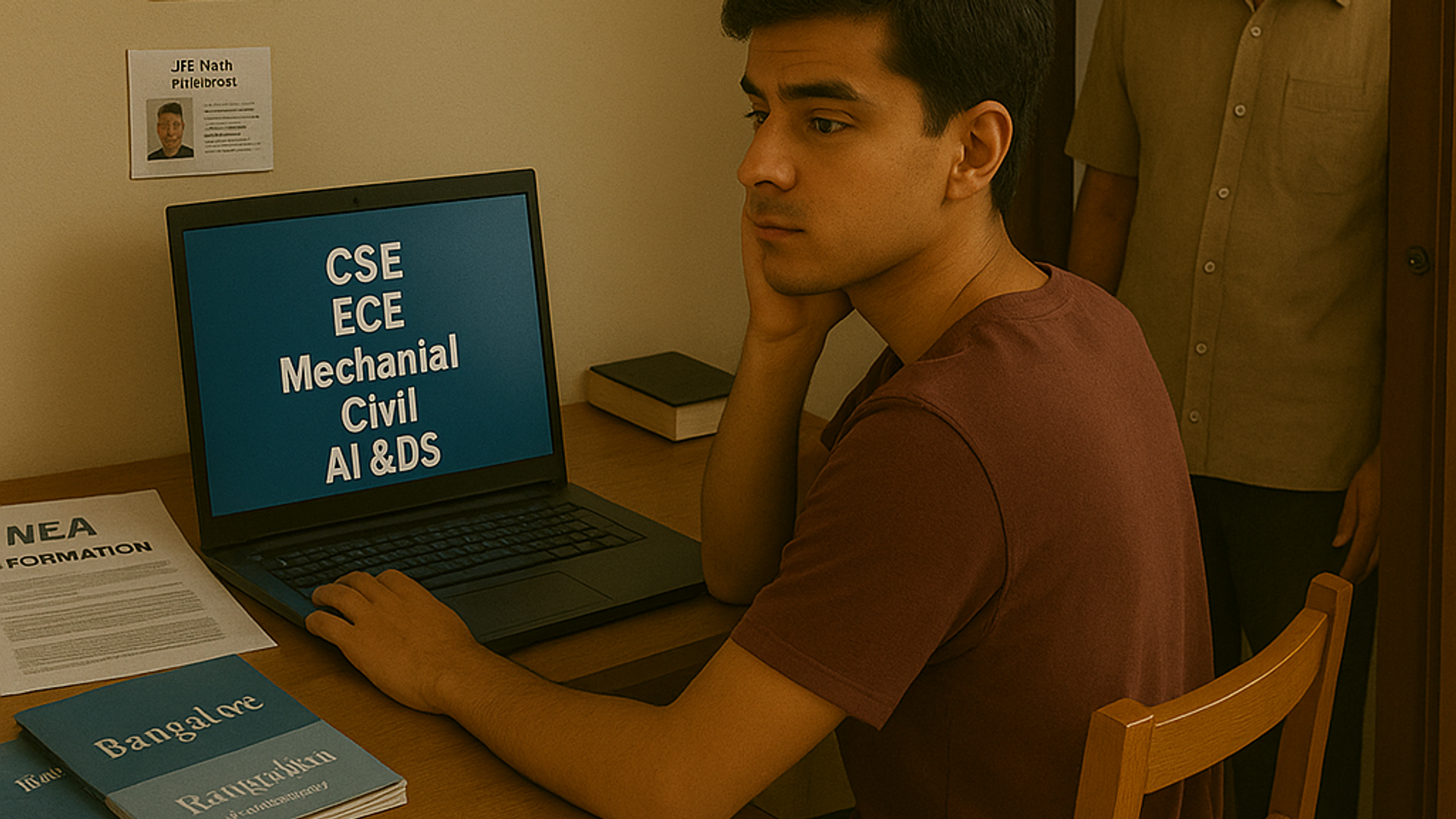 Tamil Nadu Class 12 student confused between engineering branches and exams like TNEA, JEE Main, and COMEDK while choosing college options.