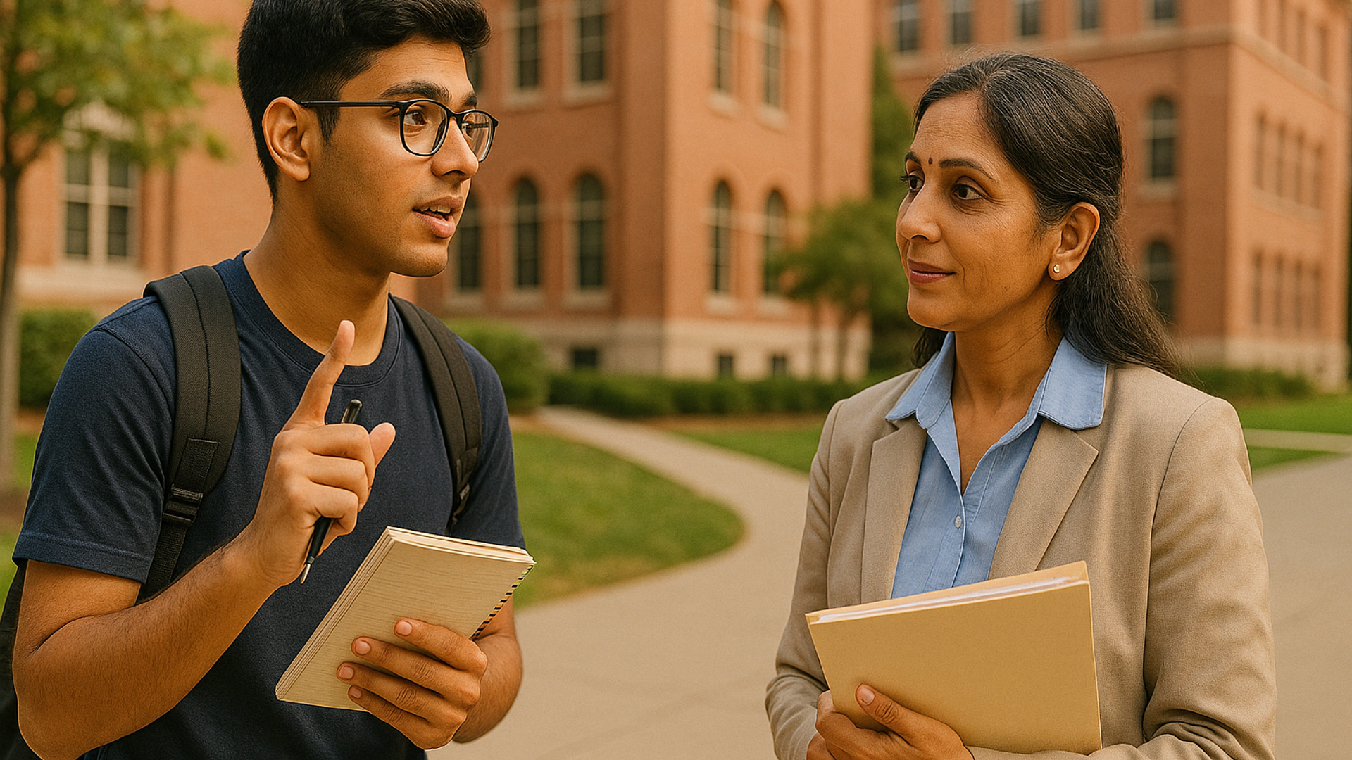 Tamil Nadu Class 12 student planning questions for engineering college campus visits with TNEA, JEE Main, and COMEDK papers on a study table.