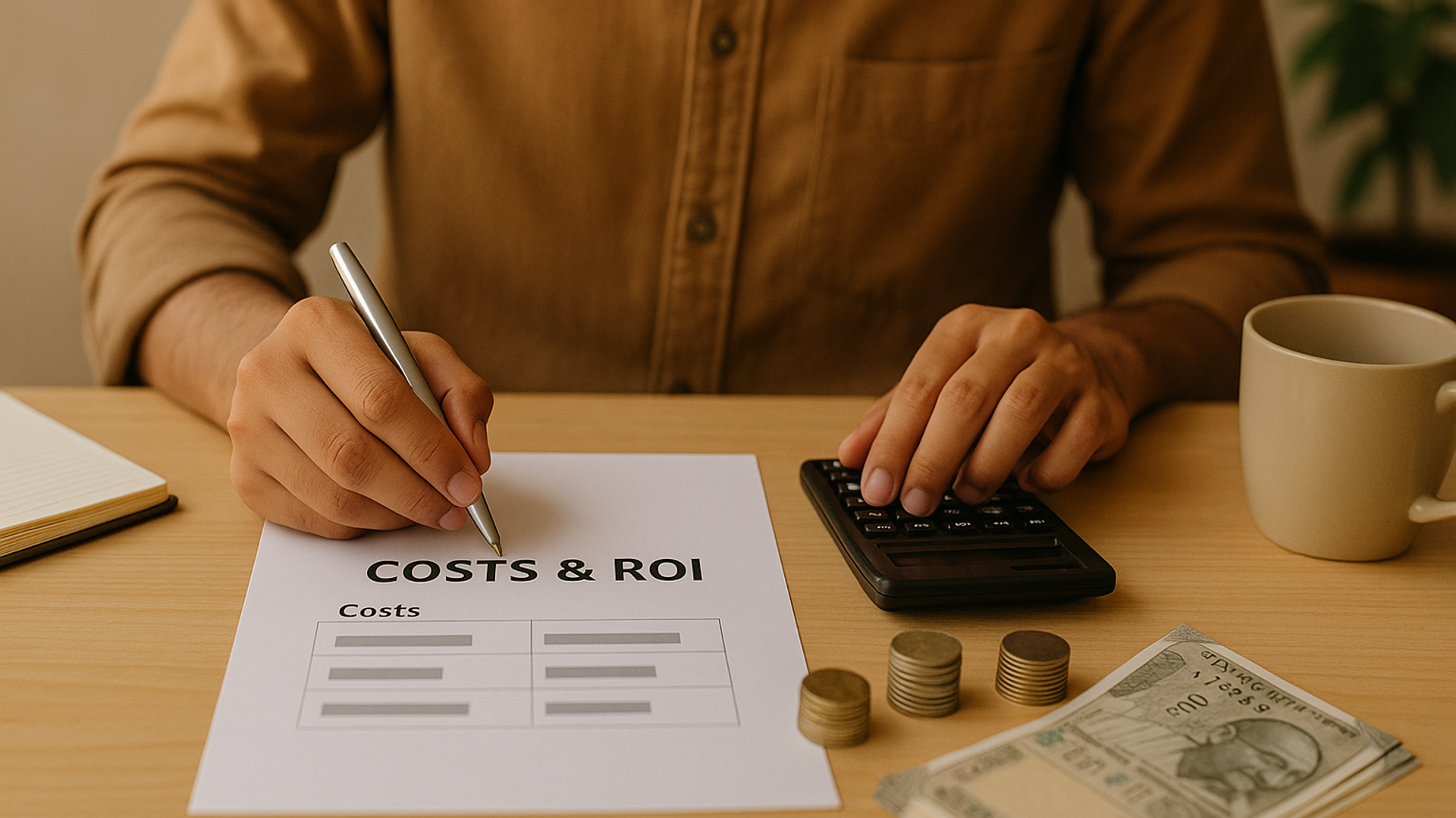 Tamil Nadu Class 12 student comparing engineering college fees and ROI with parents in a study room, focusing on TNEA and JEE options.
