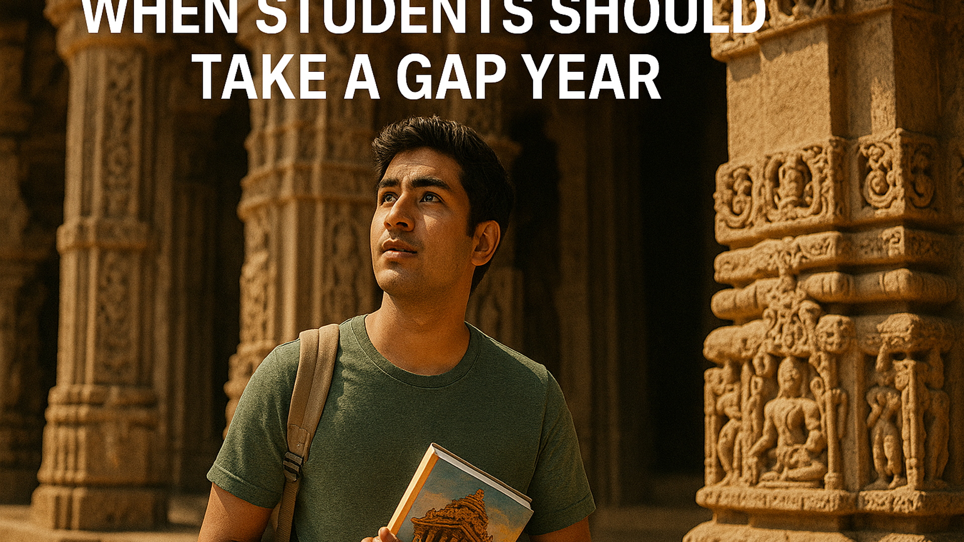 A thoughtful Tamil Nadu Class 12 student studying in a modern room, comparing college options and entrance exams on a laptop, representing the complex decision between taking a gap year or joining college directly.