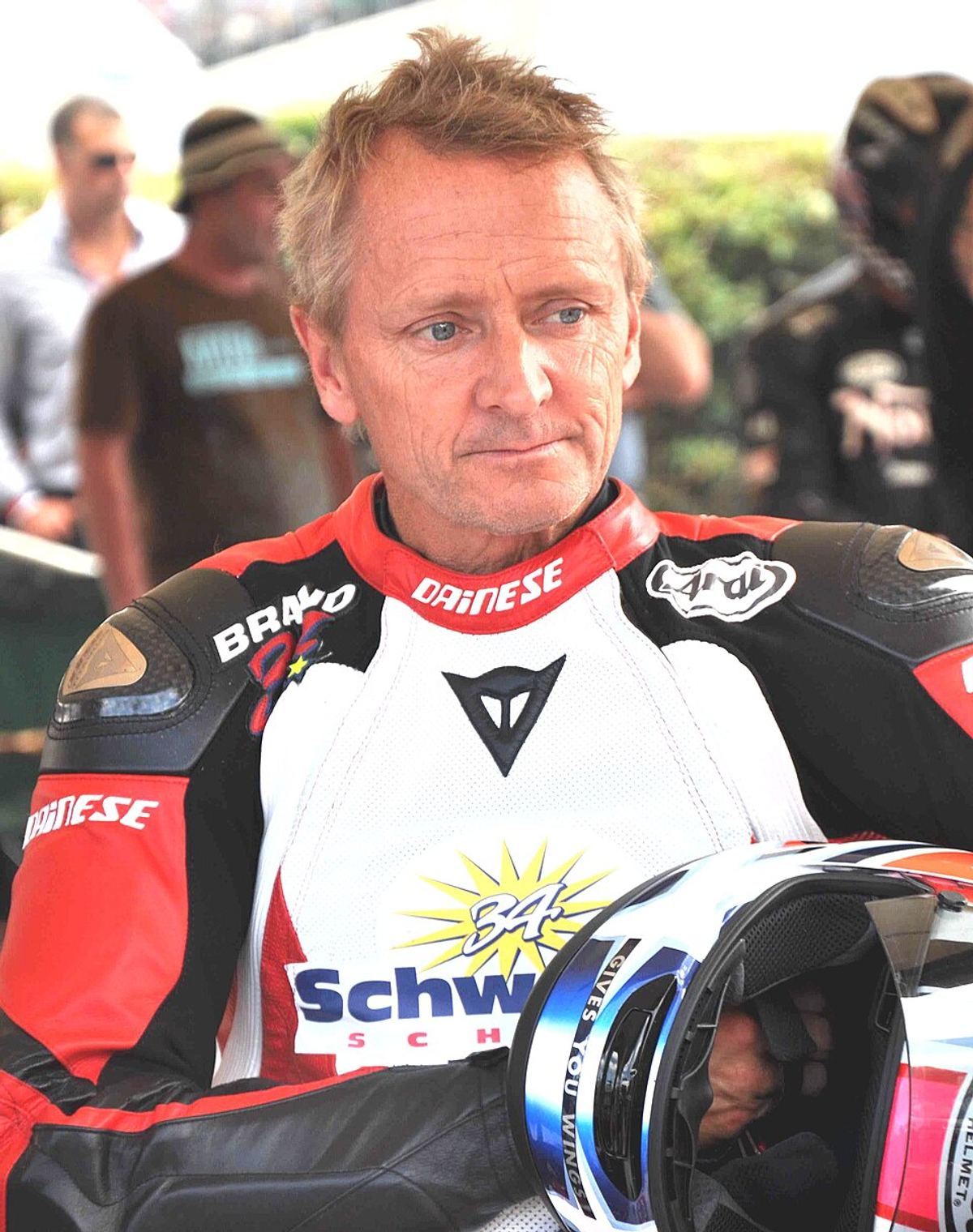 Kevin Schwantz at a motorcycle demonstration event in 2010