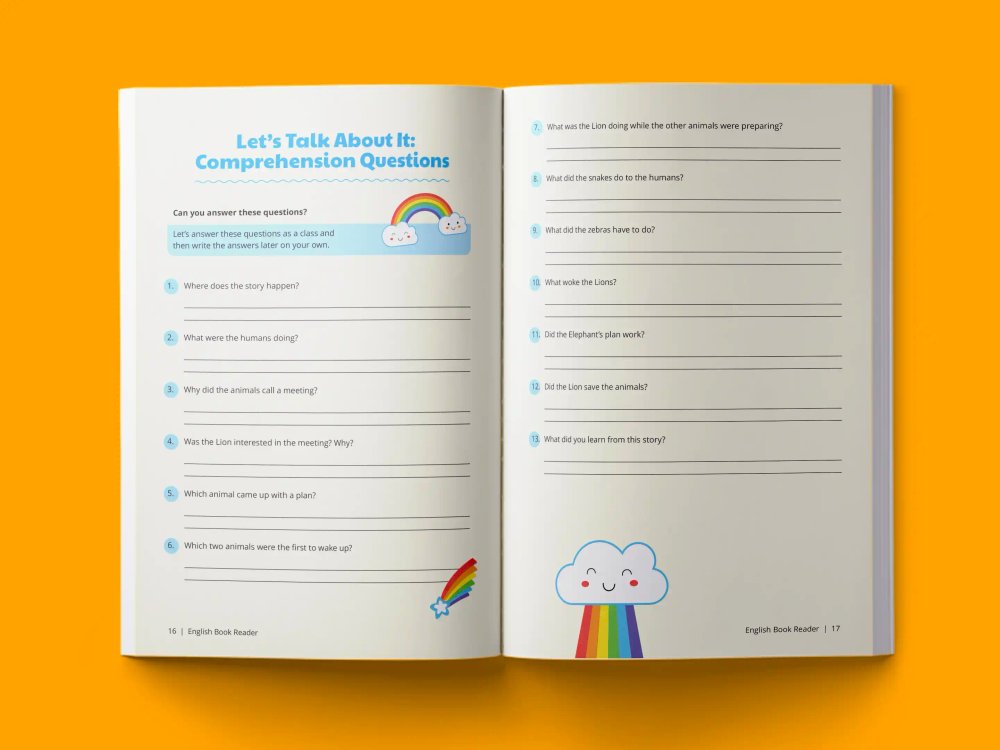 English Book Reader, open-book interior layout