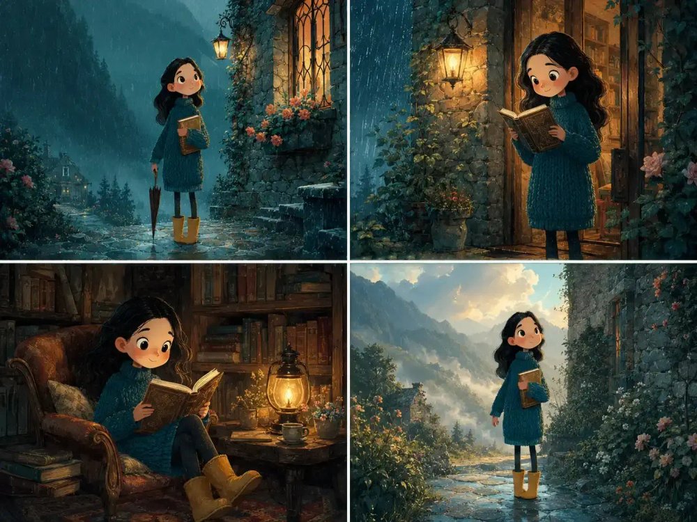 Lira, A Gentle Book-Loving Girl, children's illustration collection