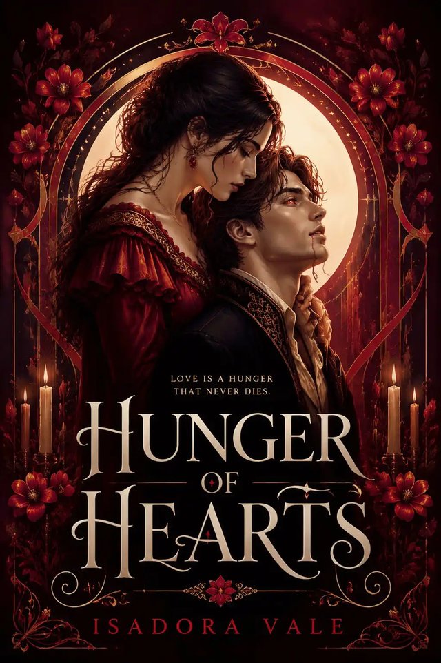 Hunger of Hearts by Isadora Vale, book cover design