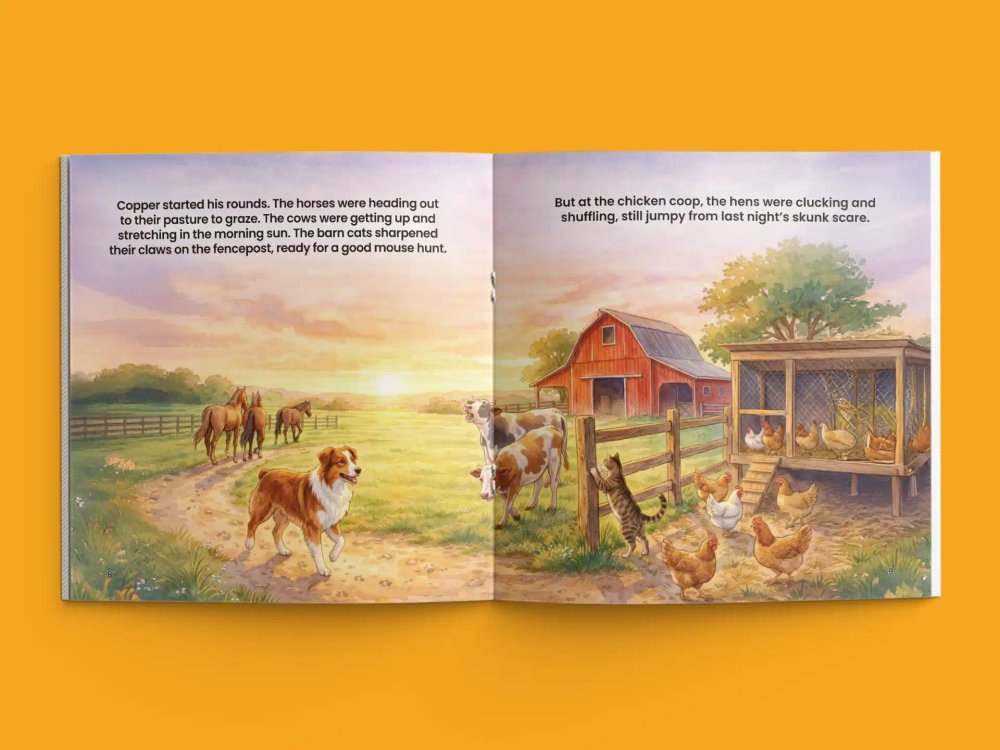 Copper and the Missing Lambs, open-book interior layout