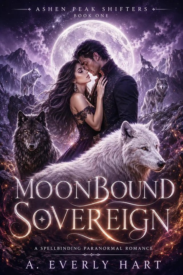 Moonbound Sovereign by A. Everly Hart, book cover design