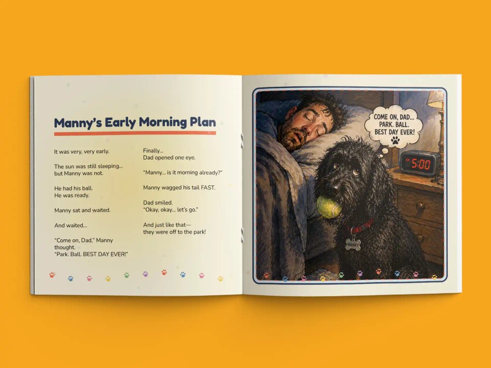 Oh, Manny!, open-book interior layout