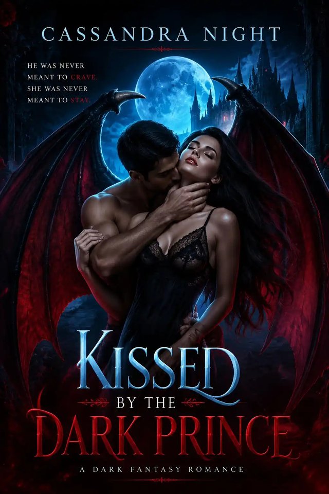 Kissed by the Dark Prince by Cassandra Night, book cover design