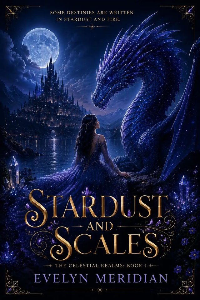 Stardust and Scales by Evelyn Meridian, book cover design