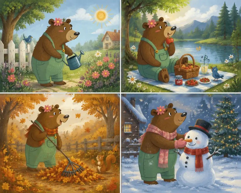 Blossom Bear, Kind Heart and Gentle Hands, children's illustration collection
