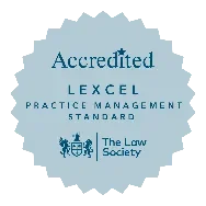 The Law Society: accredited, Lexcel practice management standard