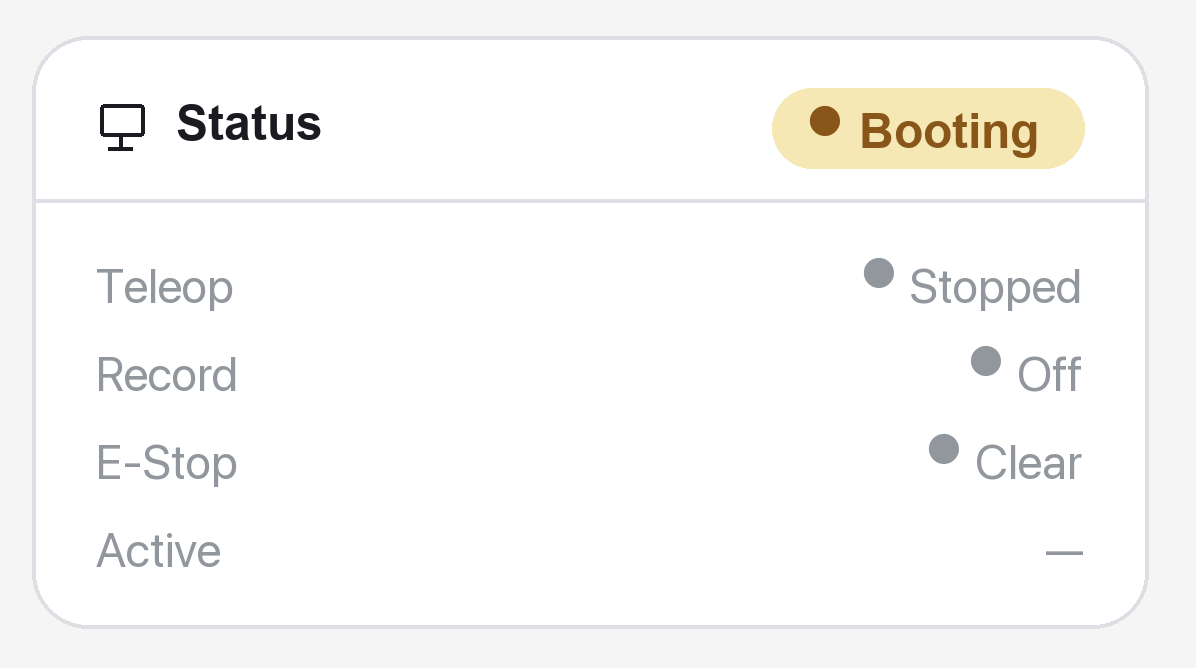 Status panel while the system is booting Status panel while the system is booting