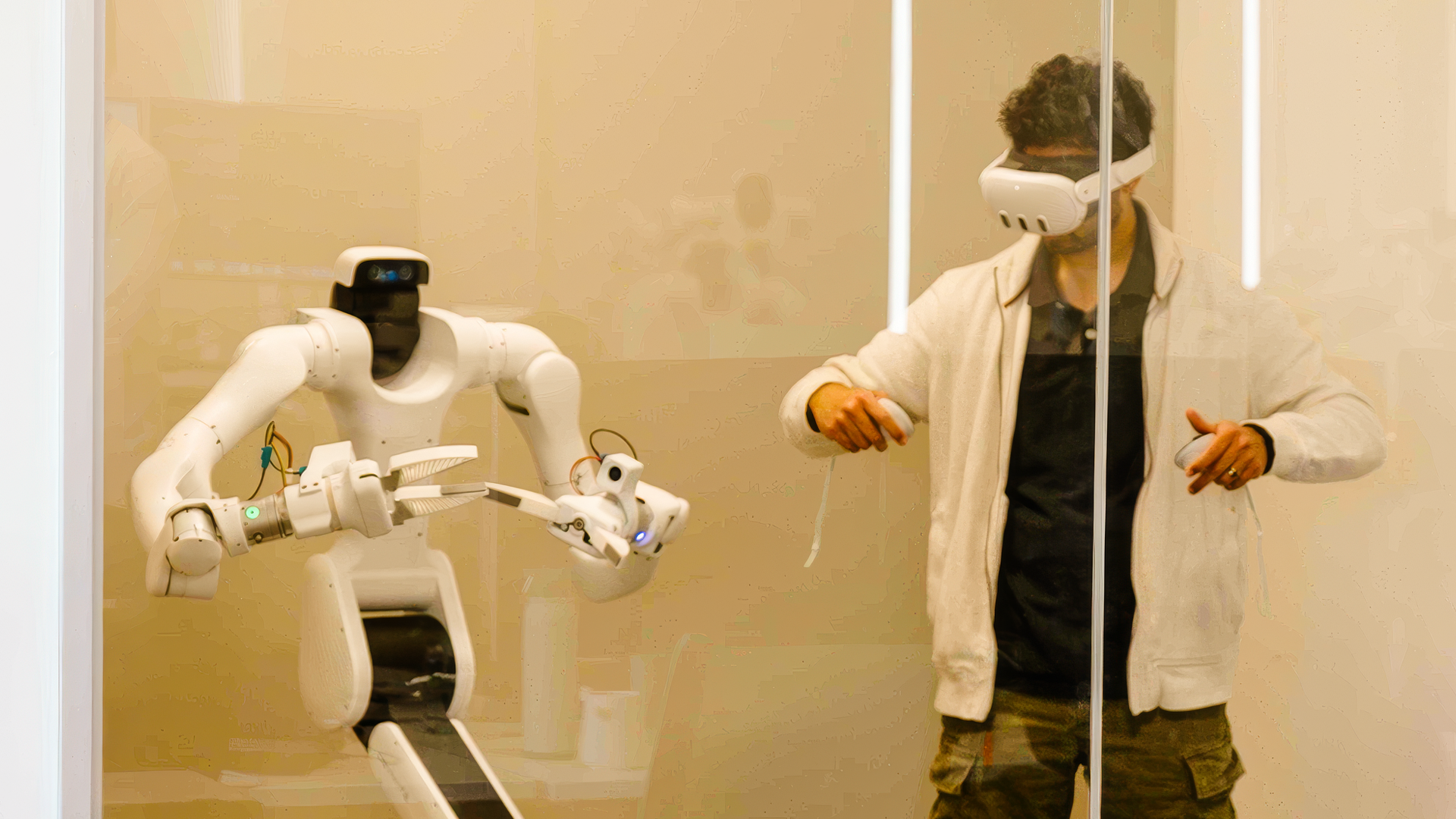 Vega working alongside a researcher in a lab