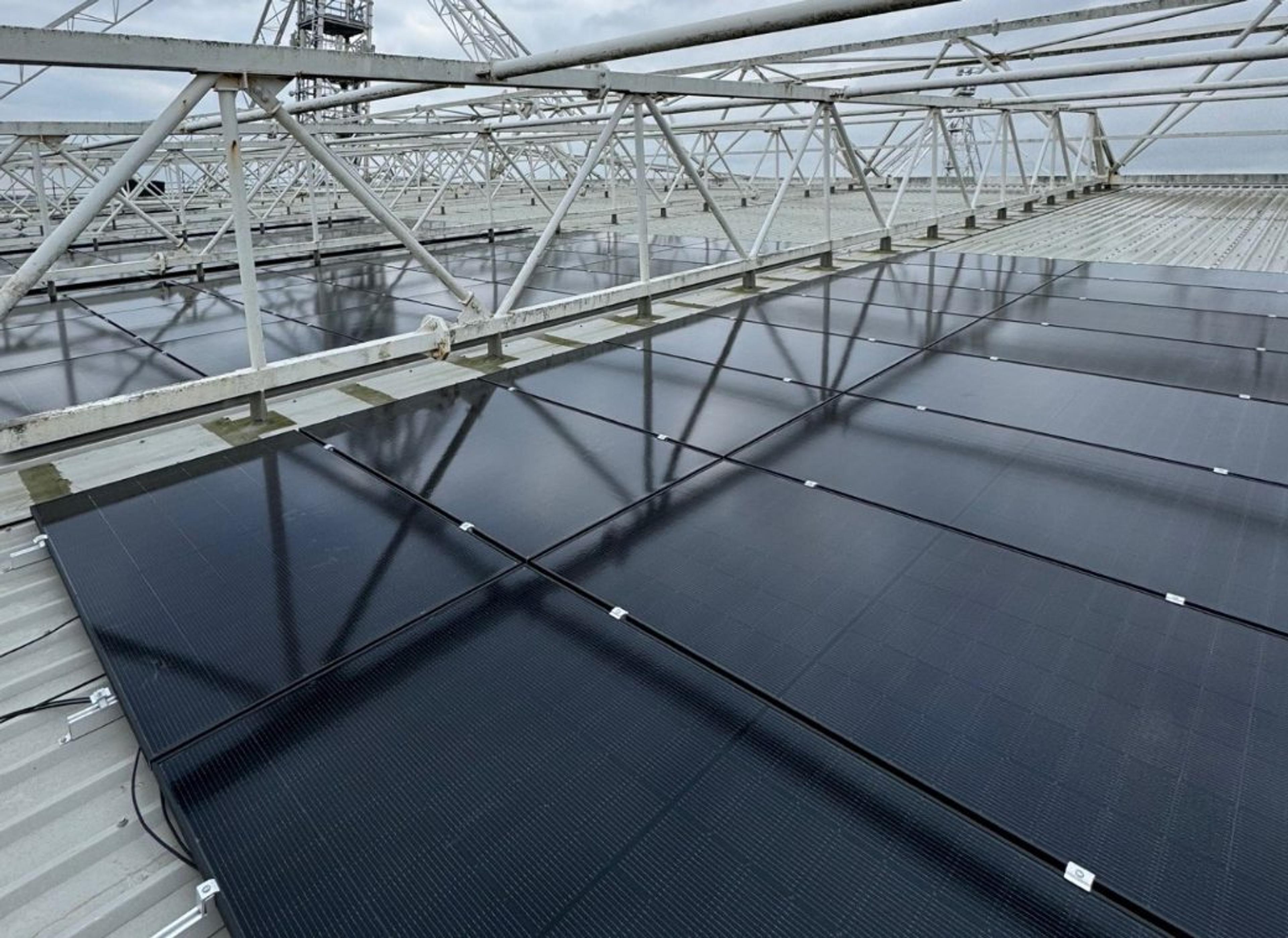 Close view of the Solar PV panels on the Deepdale roof