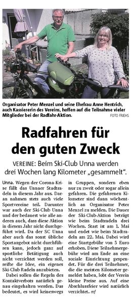 Zeitungsausschnitt: Ski- Club- Stadtradeln 2020