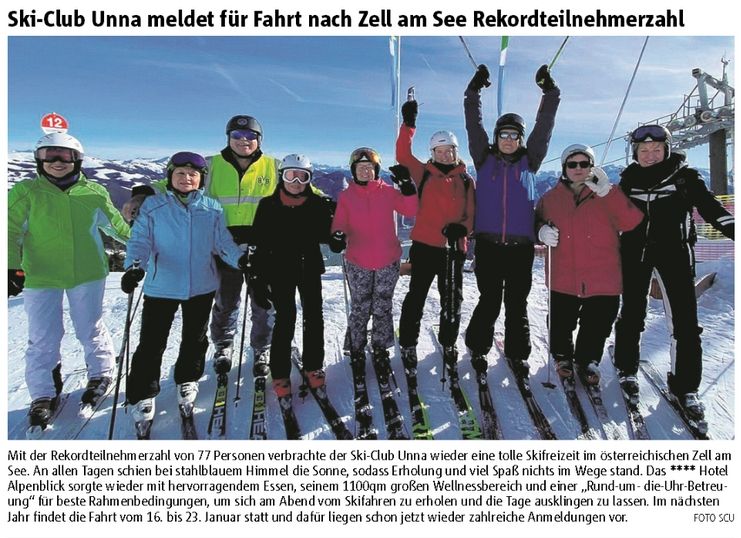 Zeitungsausschnitt: Skifreizeit Zell am See 2020