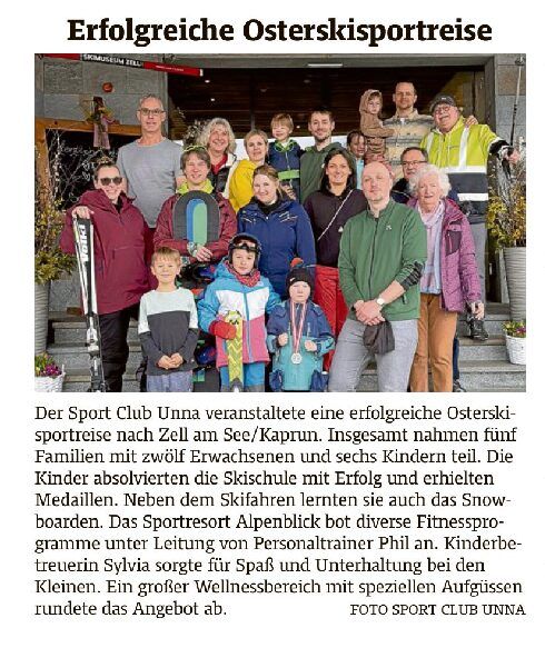 Zeitungsausschnitt: Oster-Skifreizeit