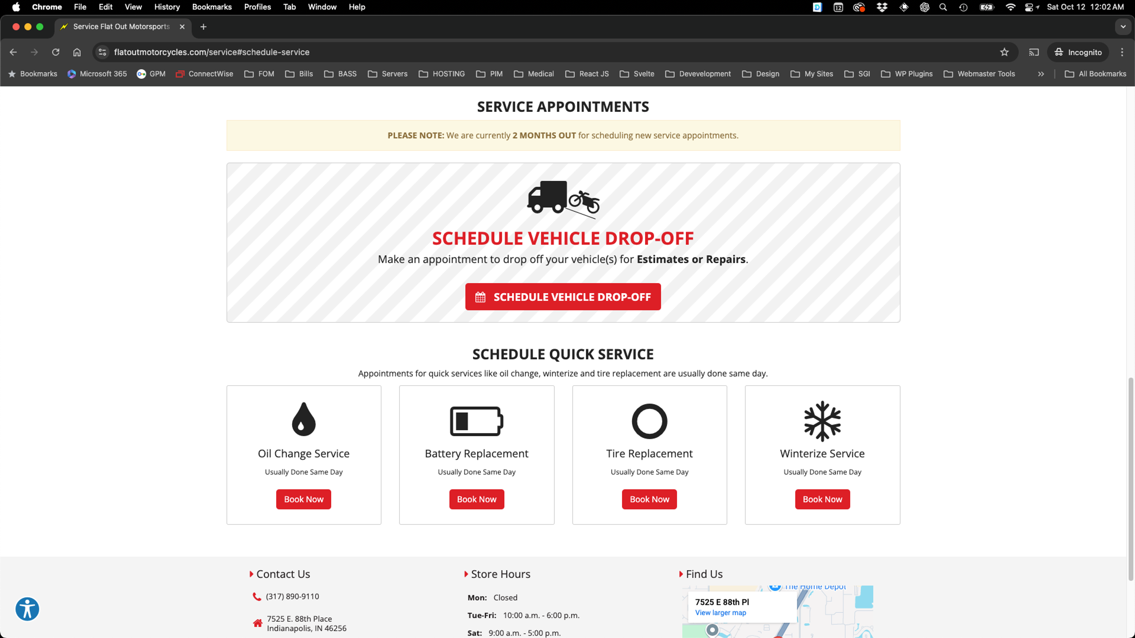 Custom Service On-Line Bookings