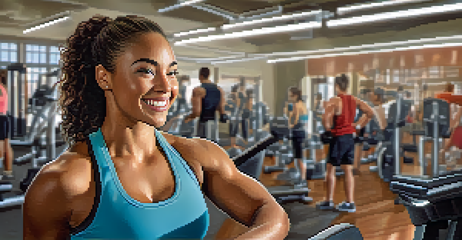 A person enjoying a protein shake in a gym after a workout, surrounded by fitness equipment.