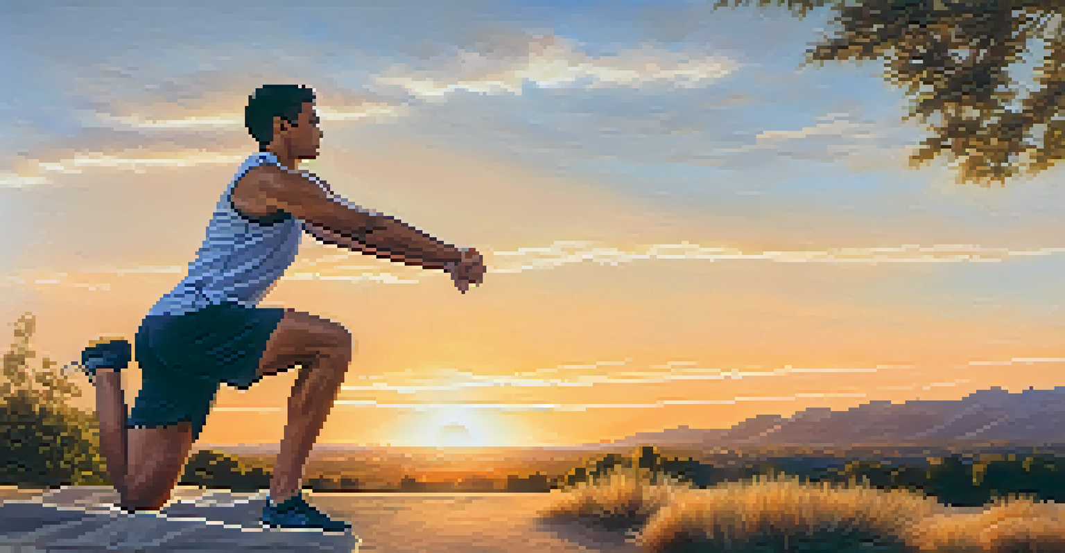 An athlete stretching in an outdoor setting during sunset, showcasing mobility and flexibility.