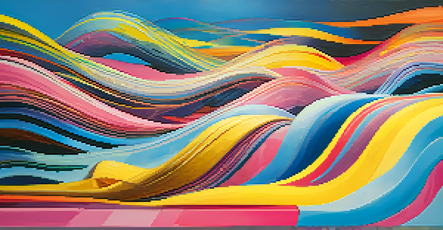 An artistic depiction of a colorful music playlist with waves, showcasing the concept of variety in training.