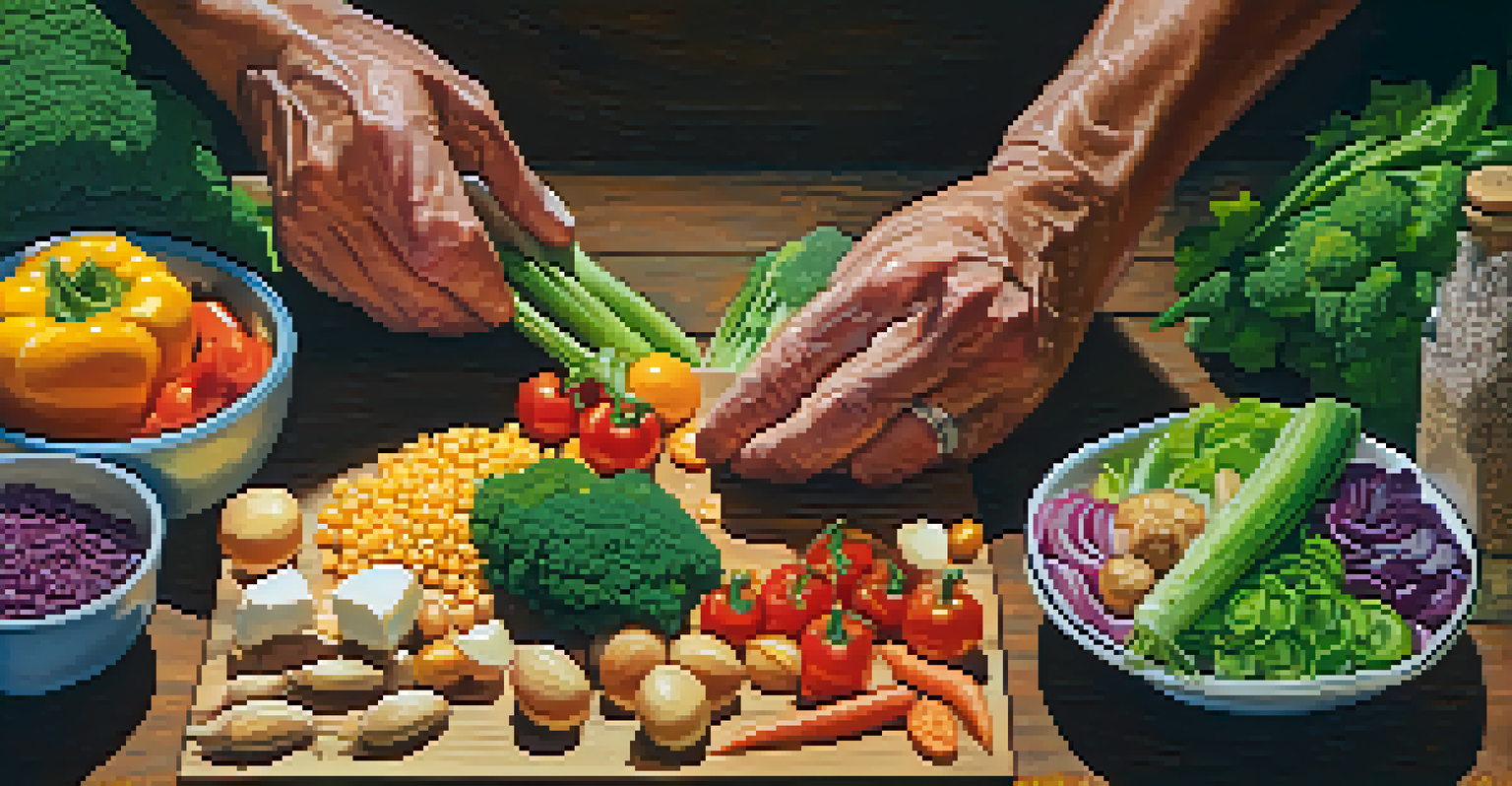 A close-up of fresh meal preparation with vegetables and proteins, showcasing healthy nutrition for bodybuilding.